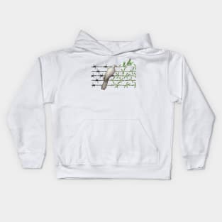 Dove With Olive Branch and Barbed Wire Kids Hoodie